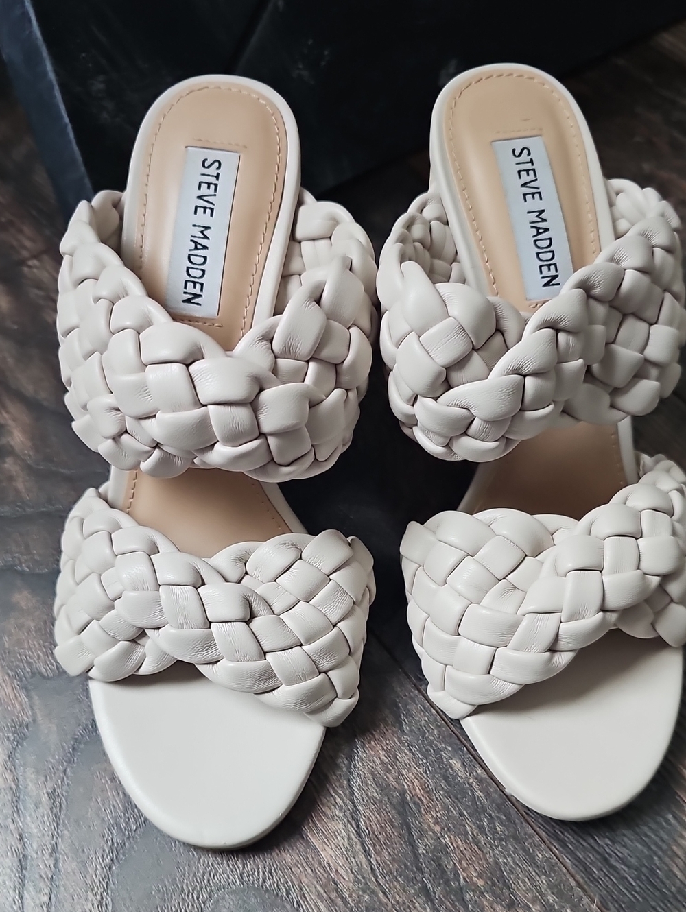 Steve Madden Braided Double-Strap Slide Sandals - Cream